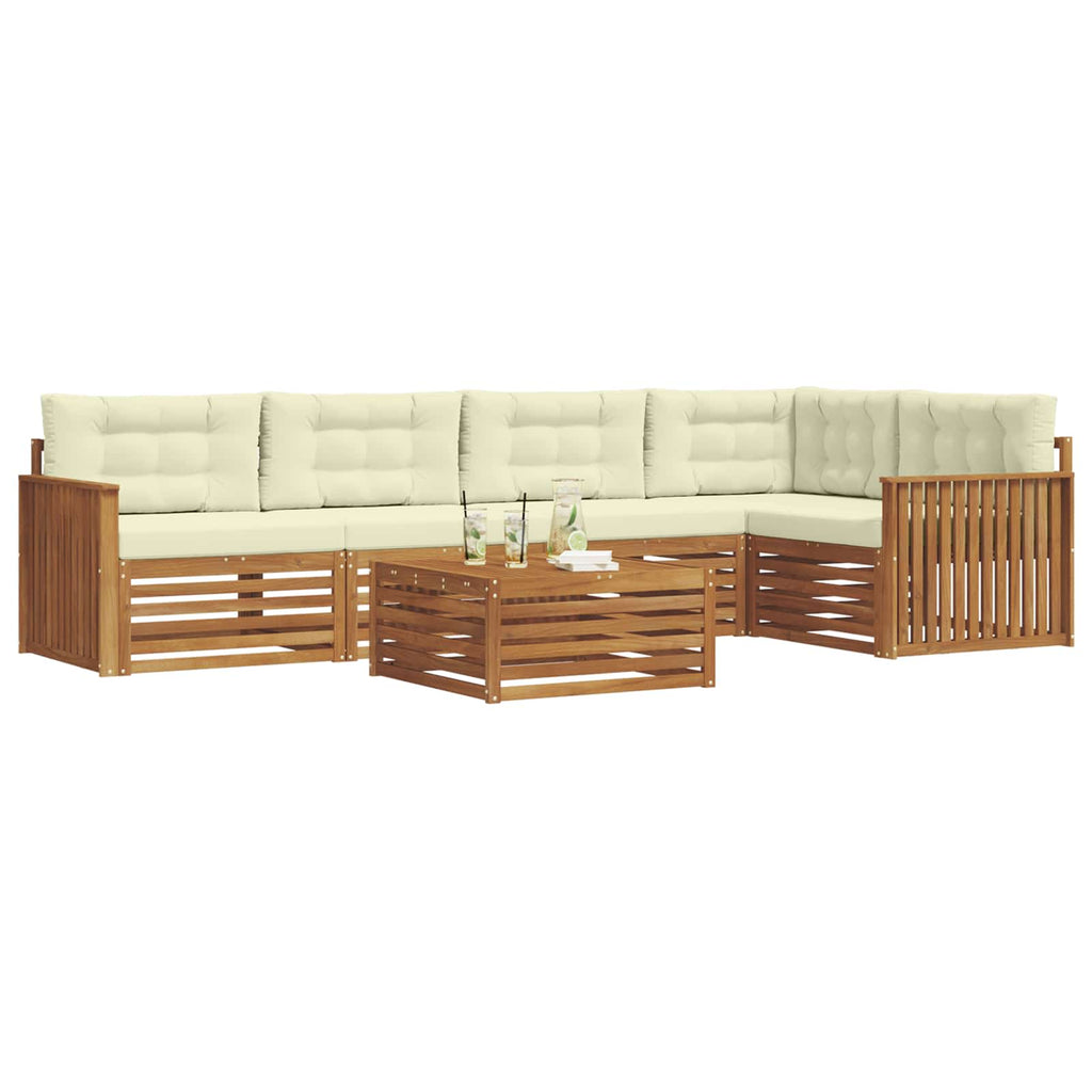 Outdoor-Sofagarnitur mit Kissen 6 pcs Natur und Creme