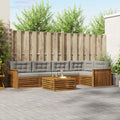 Outdoor-Sofagarnitur mit Kissen 6 pcs Natürlich und Hellgrau