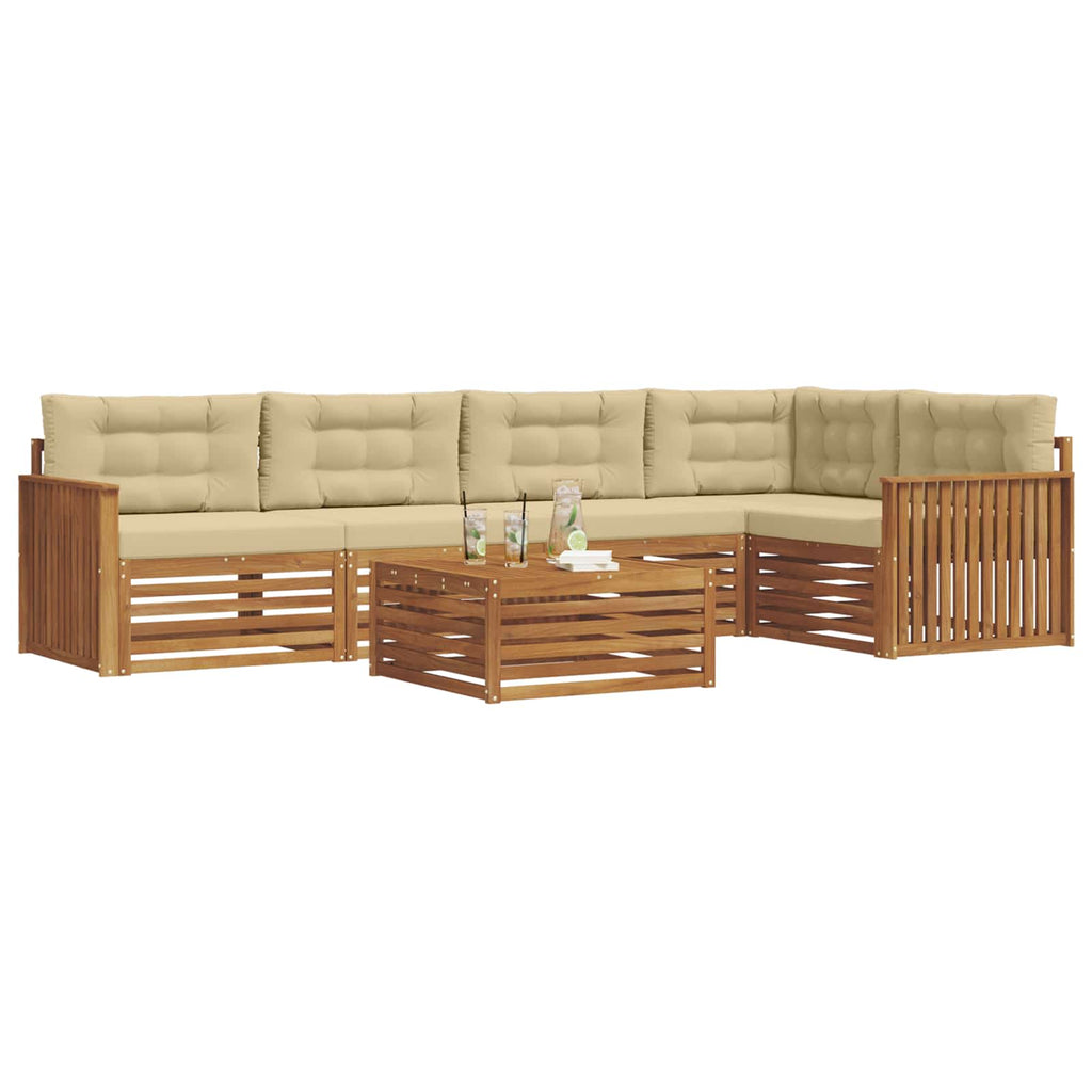 Outdoor-Sofagarnitur mit Kissen 6 pcs Natur und Beige