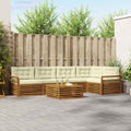 Outdoor-Sofagarnitur mit Kissen 6 pcs Natur und Creme