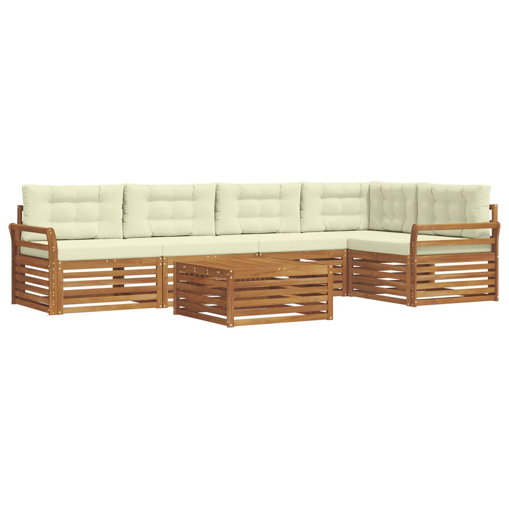 Outdoor-Sofagarnitur mit Kissen 6 pcs Natur und Creme