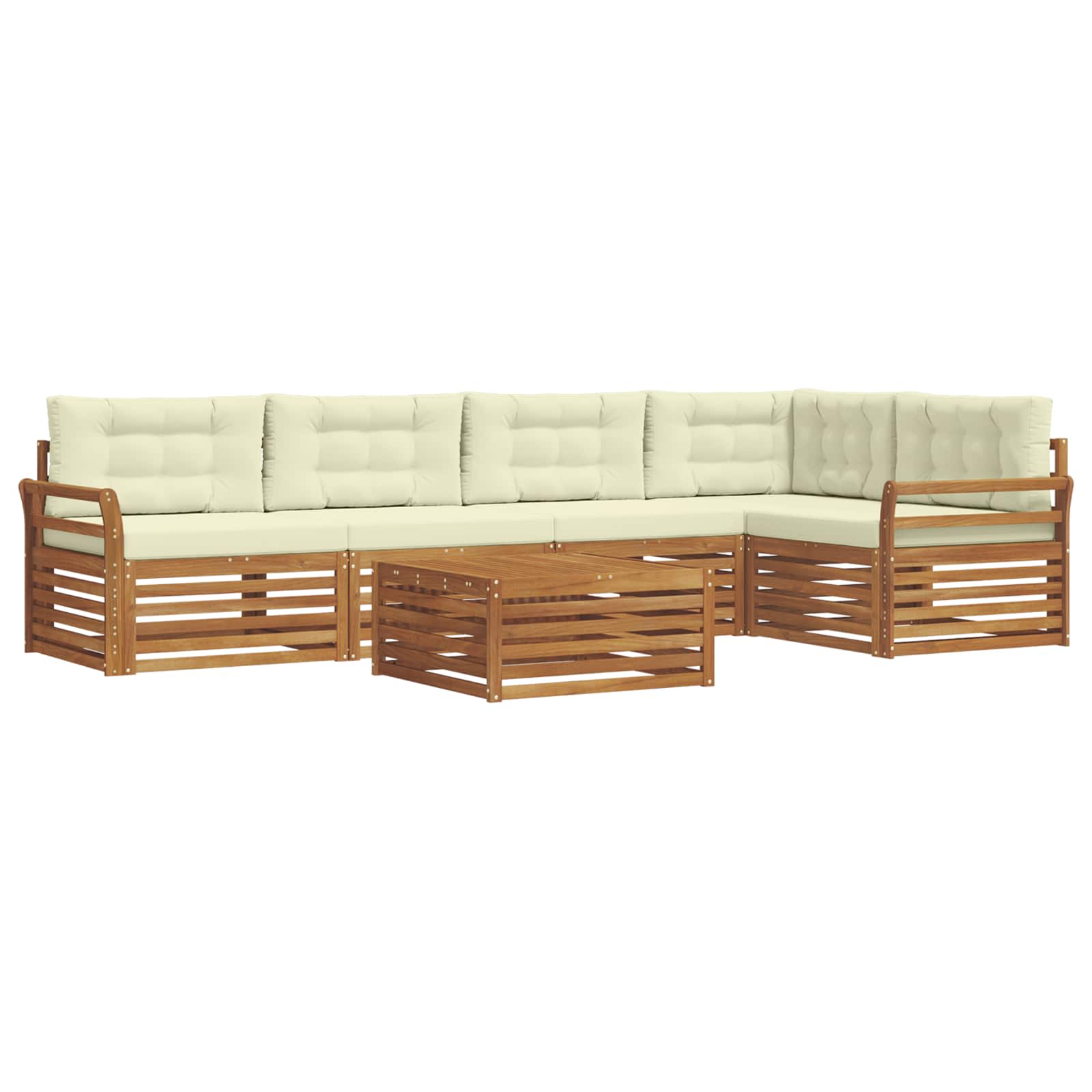 Outdoor-Sofagarnitur mit Kissen 6 pcs Natur und Creme