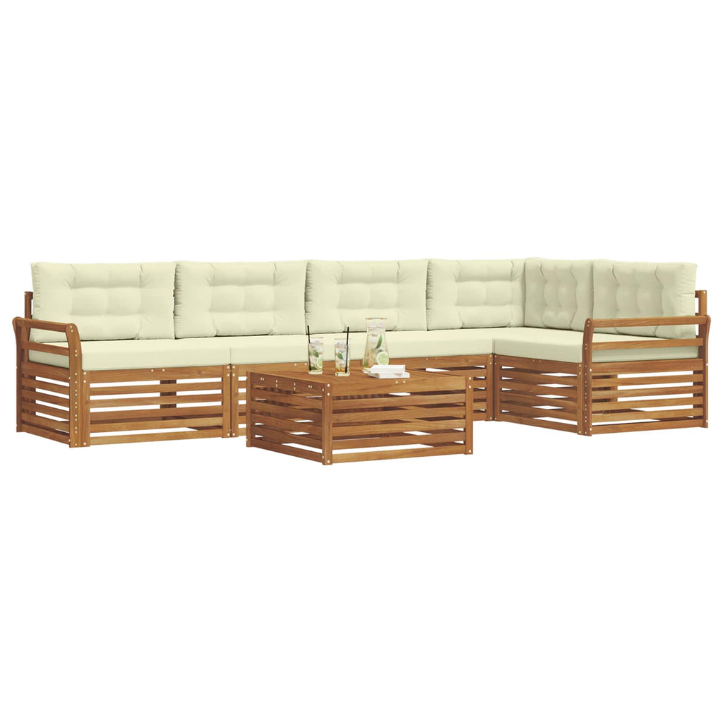 Outdoor-Sofagarnitur mit Kissen 6 pcs Natur und Creme