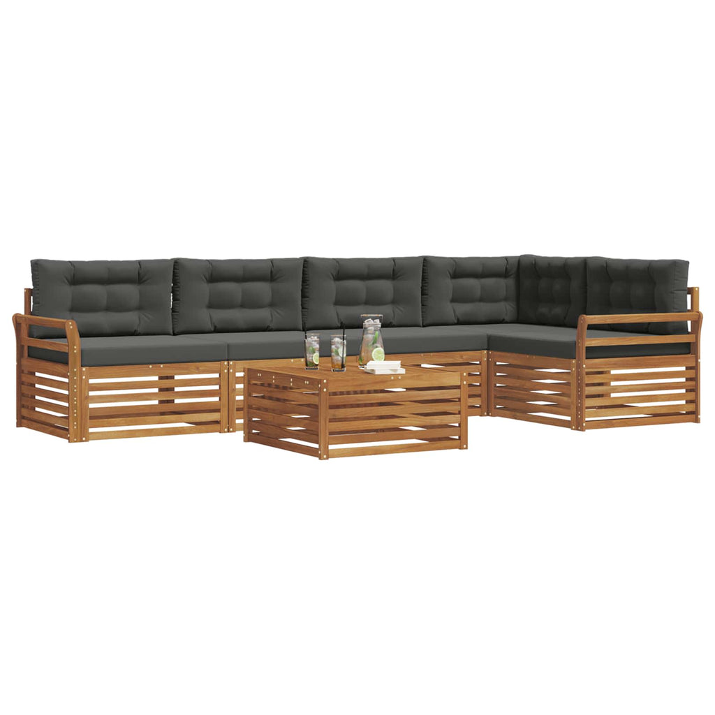 Outdoor-Sofagarnitur mit Kissen 6 pcs Natur und Anthrazit