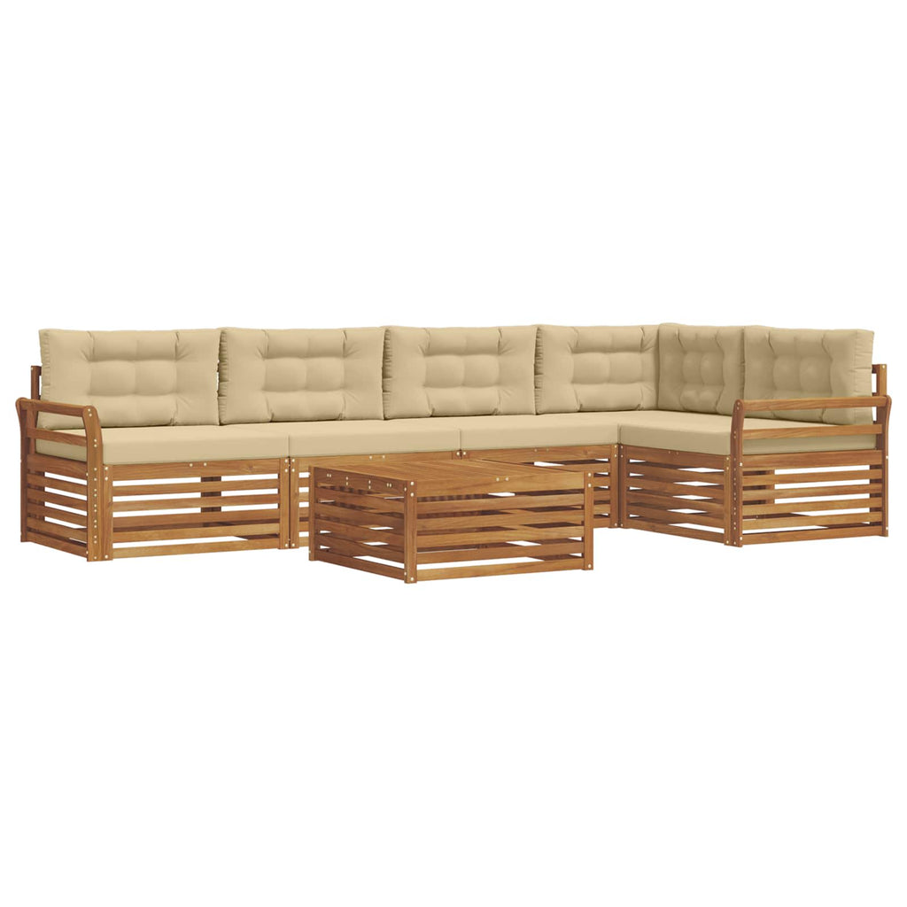 Outdoor-Sofagarnitur mit Kissen 6 pcs Natur und Beige