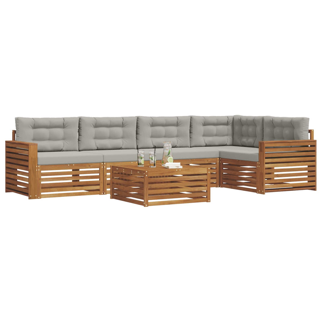 Outdoor-Sofagarnitur mit Kissen 6 pcs Natürlich und Hellgrau