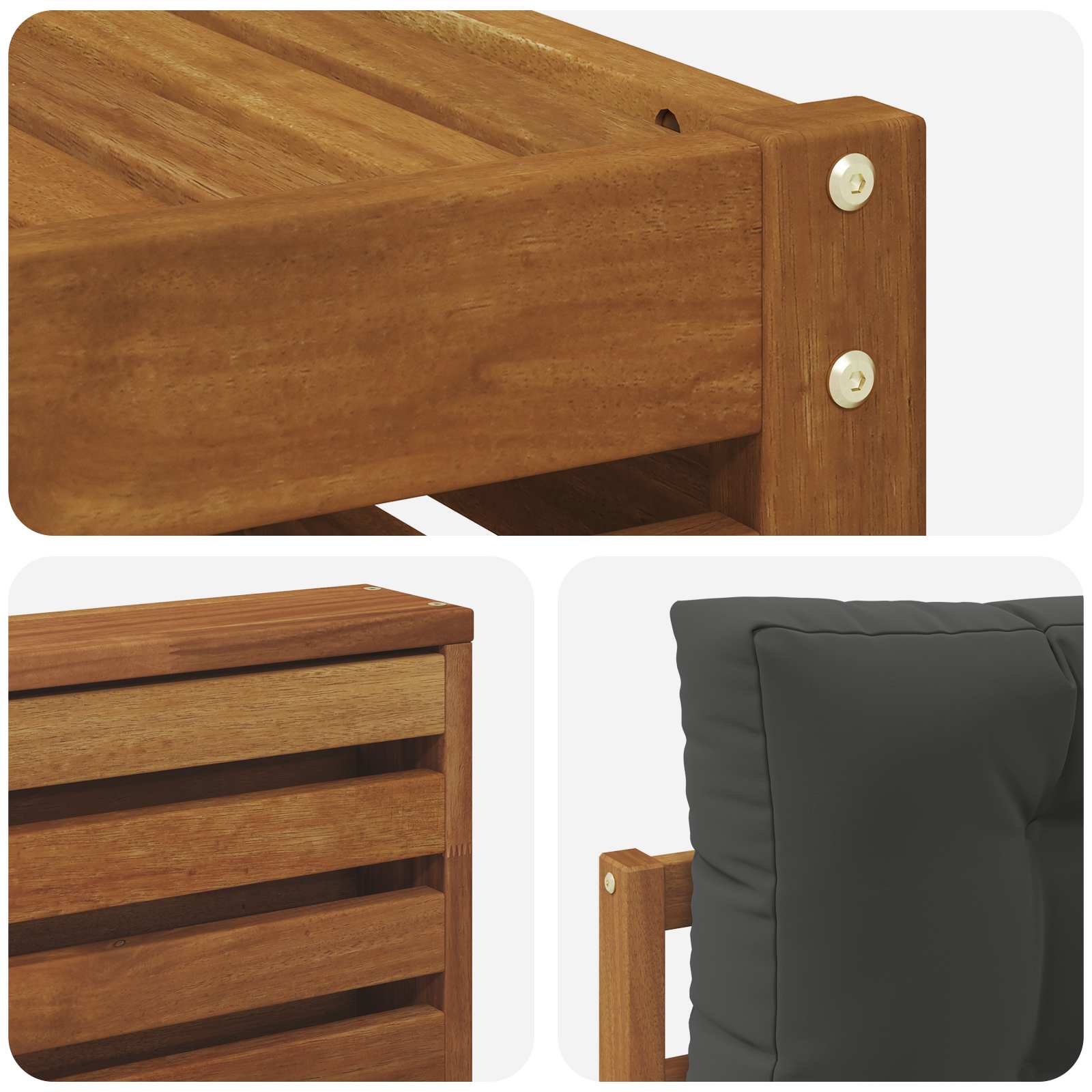 Outdoor-Sofagarnitur mit Kissen 6 pcs Natur und Anthrazit