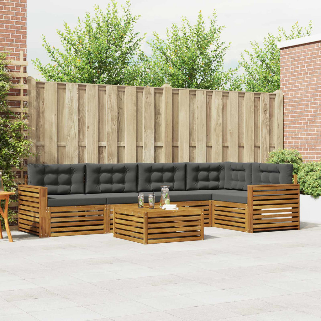 Outdoor-Sofagarnitur mit Kissen 6 pcs Natur und Anthrazit