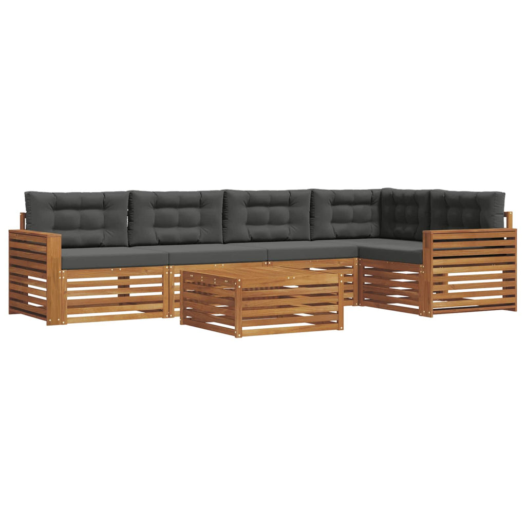 Outdoor-Sofagarnitur mit Kissen 6 pcs Natur und Anthrazit