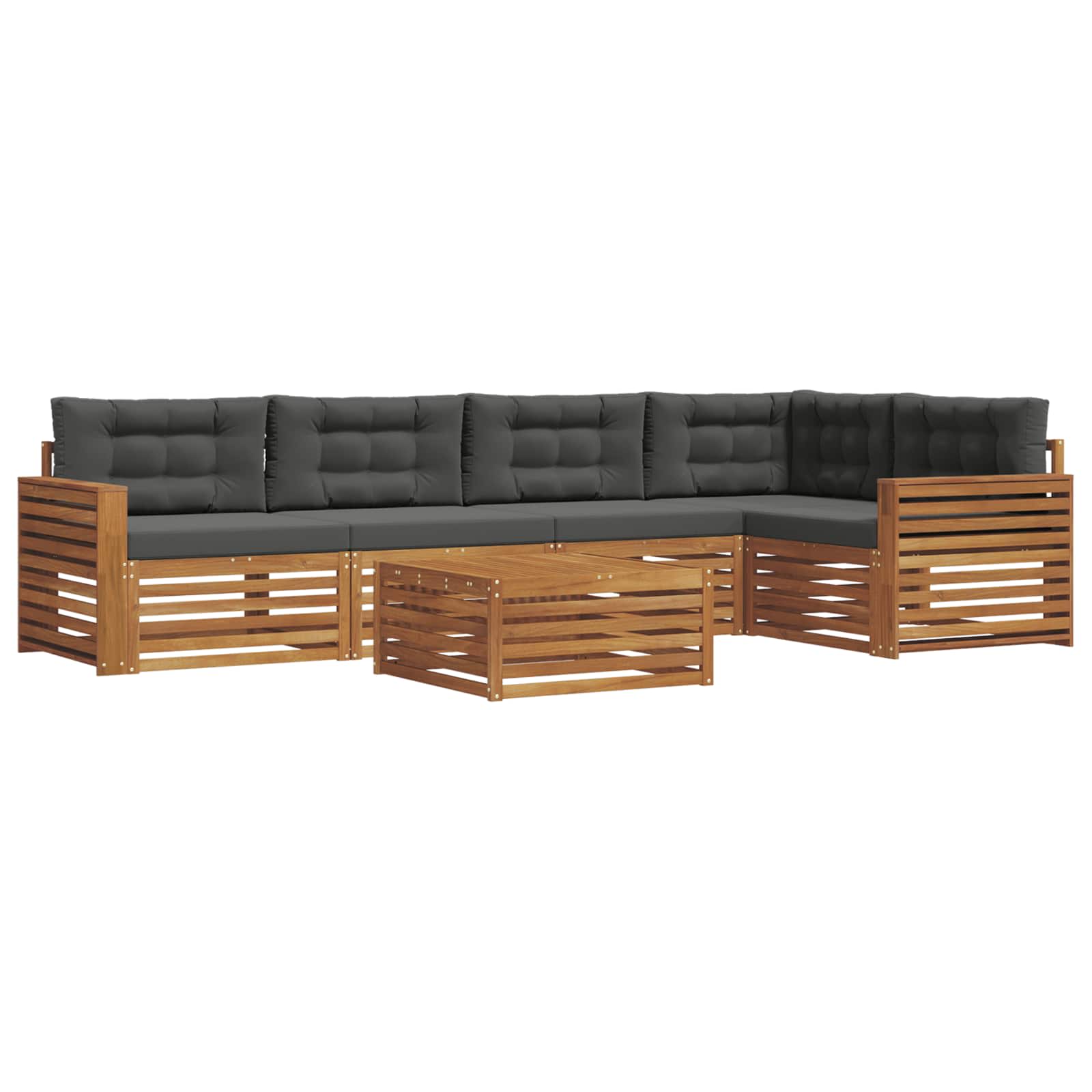 Outdoor-Sofagarnitur mit Kissen 6 pcs Natur und Anthrazit