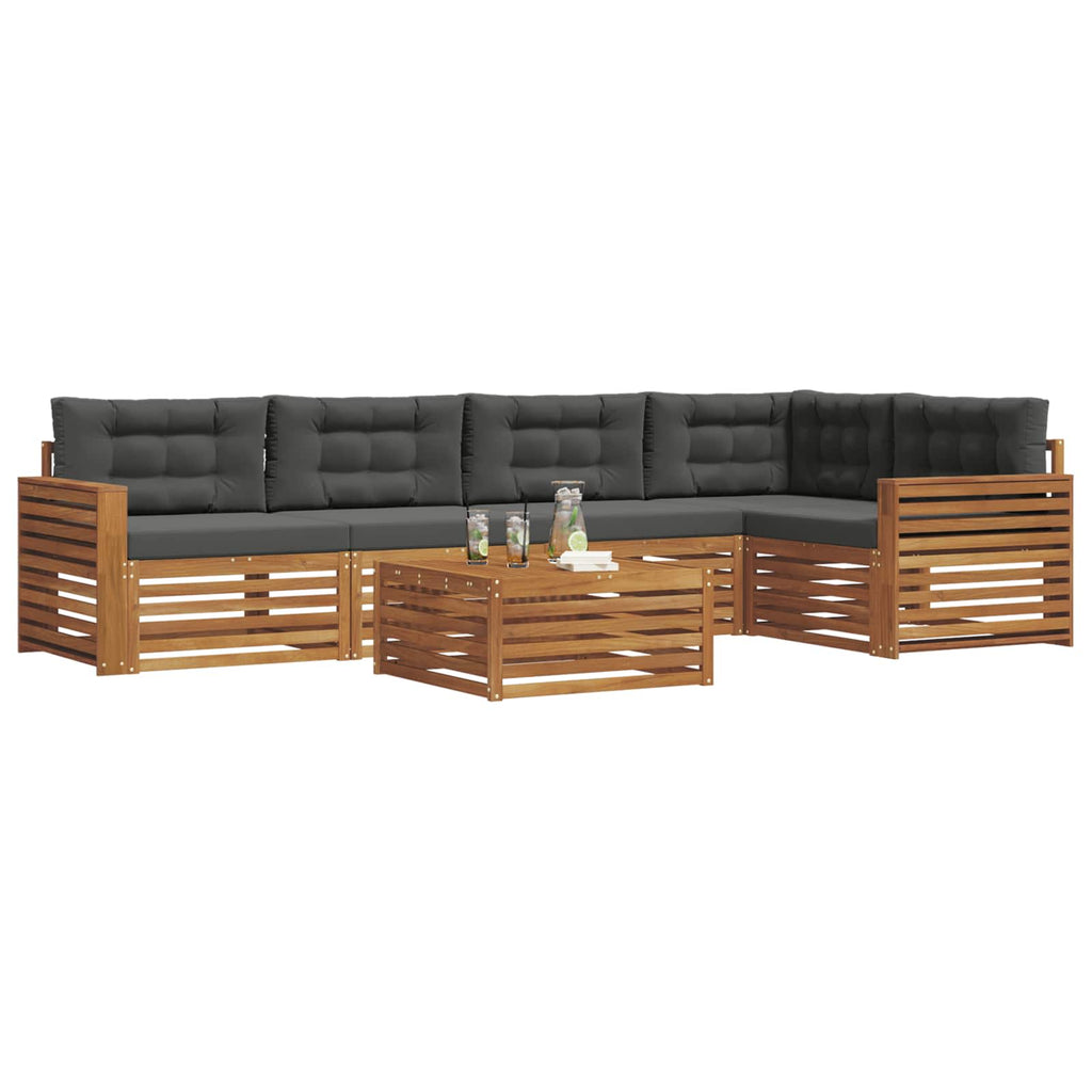 Outdoor-Sofagarnitur mit Kissen 6 pcs Natur und Anthrazit