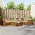 Outdoor-Sofagarnitur mit Kissen 6 pcs Natur und Beige