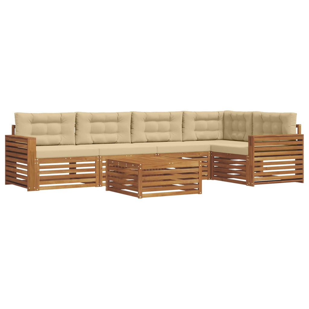 Outdoor-Sofagarnitur mit Kissen 6 pcs Natur und Beige