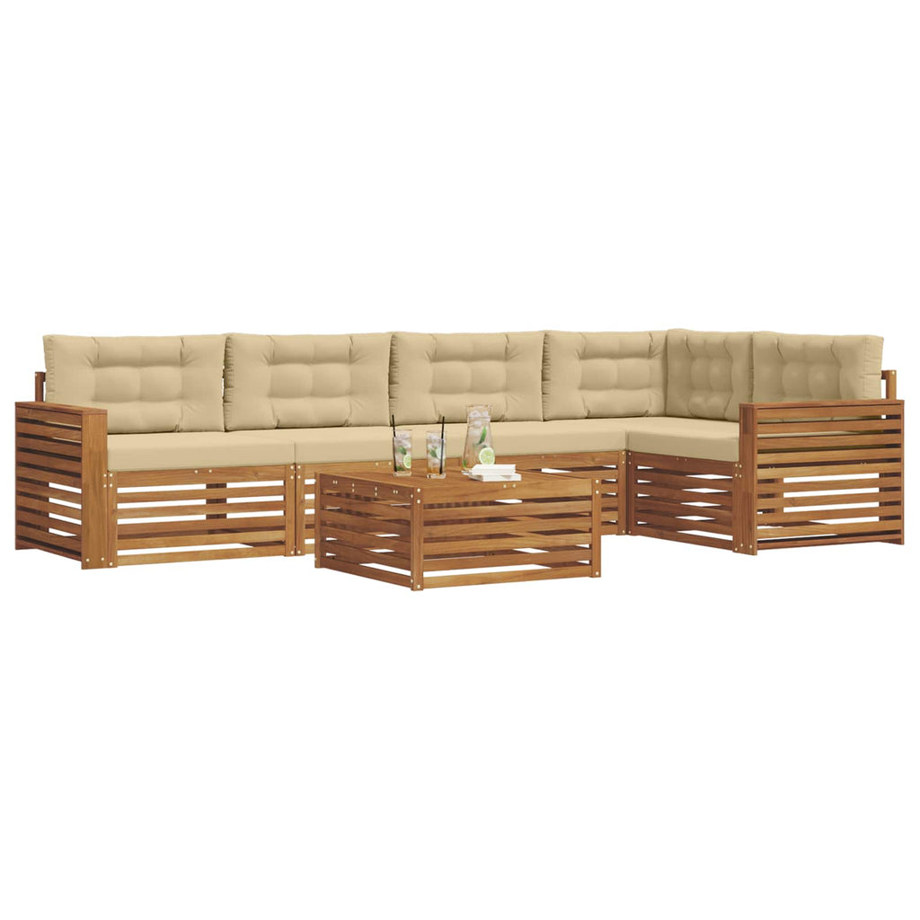 Outdoor-Sofagarnitur mit Kissen 6 pcs Natur und Beige