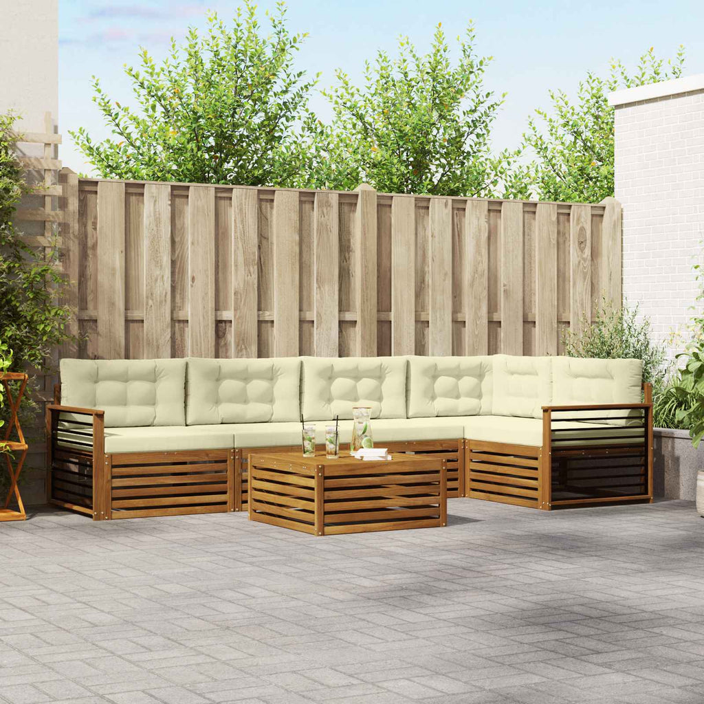 Outdoor-Sofagarnitur mit Kissen 6 pcs Natur und Creme