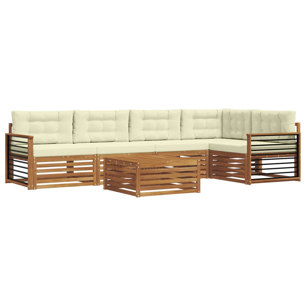 Outdoor-Sofagarnitur mit Kissen 6 pcs Natur und Creme
