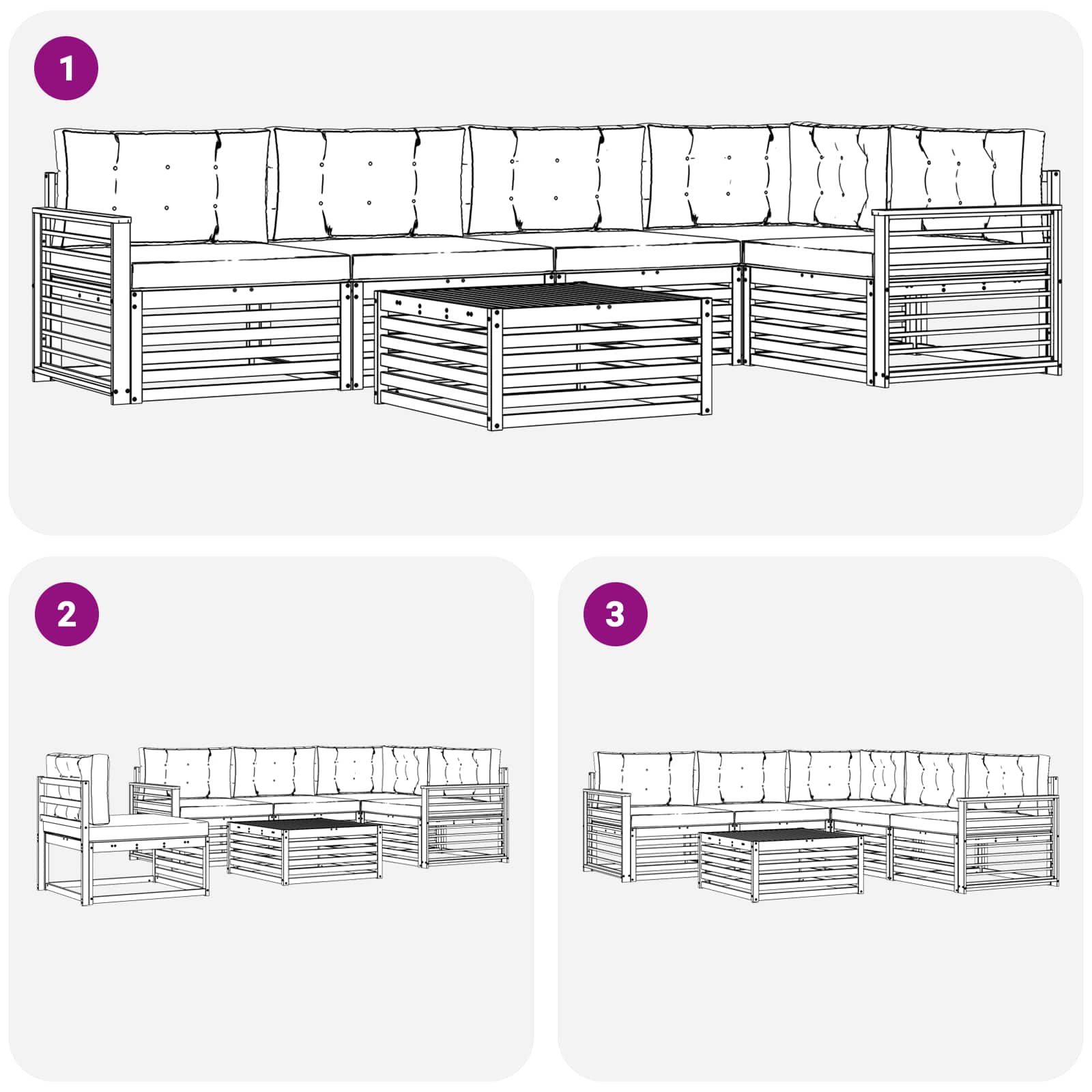 Outdoor-Sofagarnitur mit Kissen 6 pcs Natur und Creme