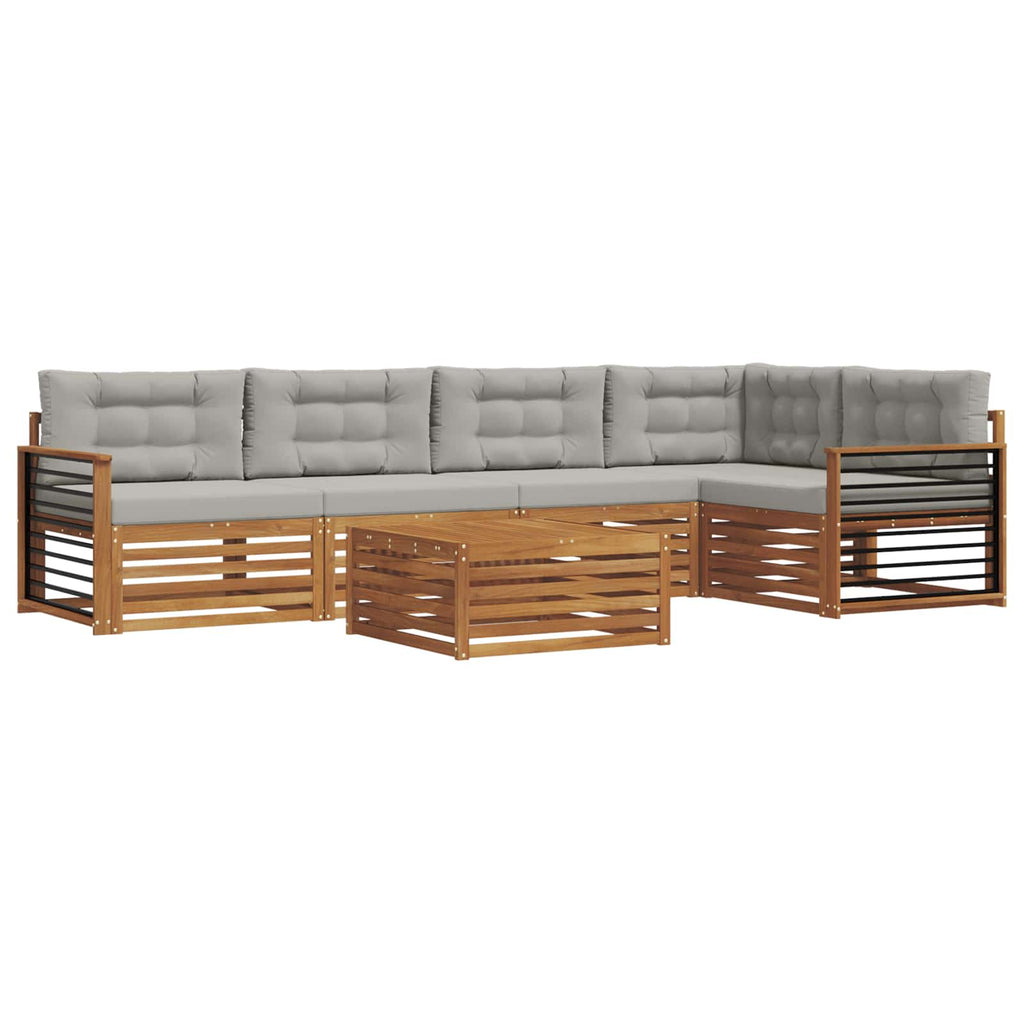 Outdoor-Sofagarnitur mit Kissen 6 pcs Natürlich und Hellgrau