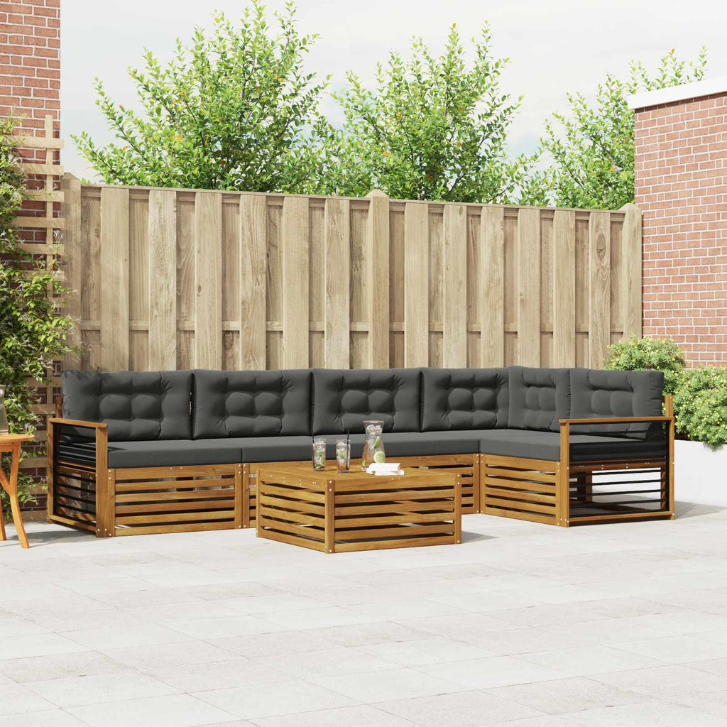 Outdoor-Sofagarnitur mit Kissen 6 pcs Natur und Anthrazit