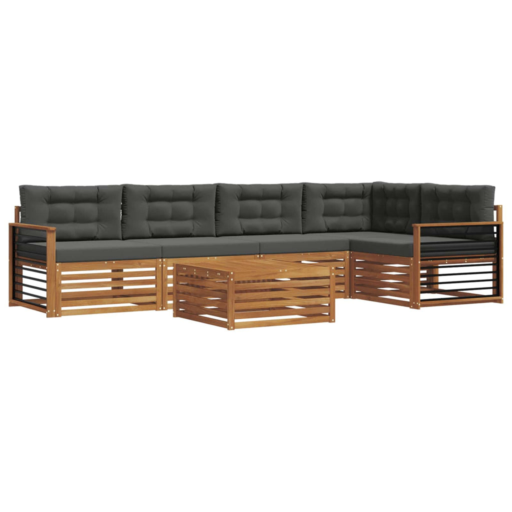 Outdoor-Sofagarnitur mit Kissen 6 pcs Natur und Anthrazit