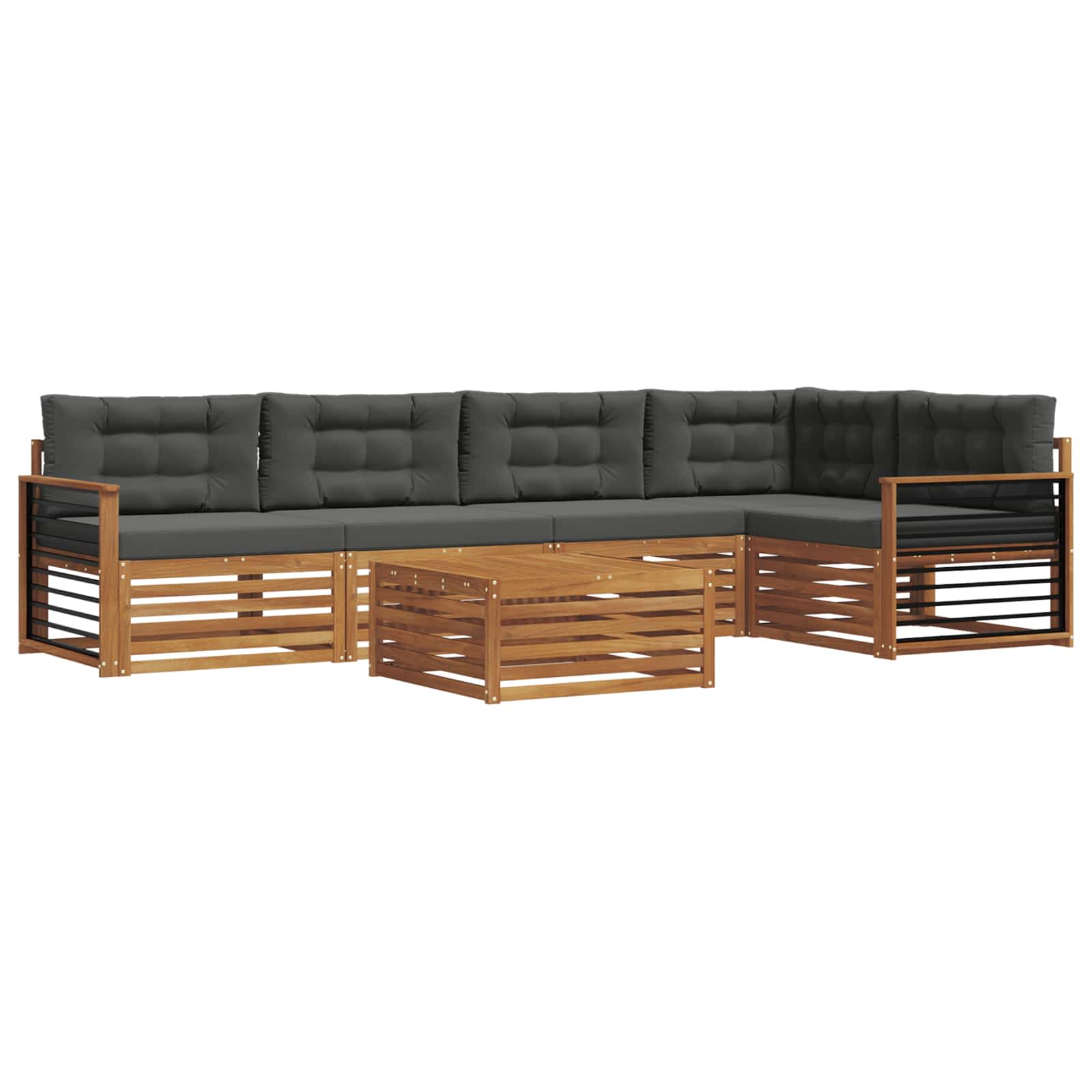 Outdoor-Sofagarnitur mit Kissen 6 pcs Natur und Anthrazit