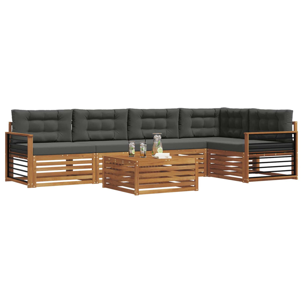 Outdoor-Sofagarnitur mit Kissen 6 pcs Natur und Anthrazit