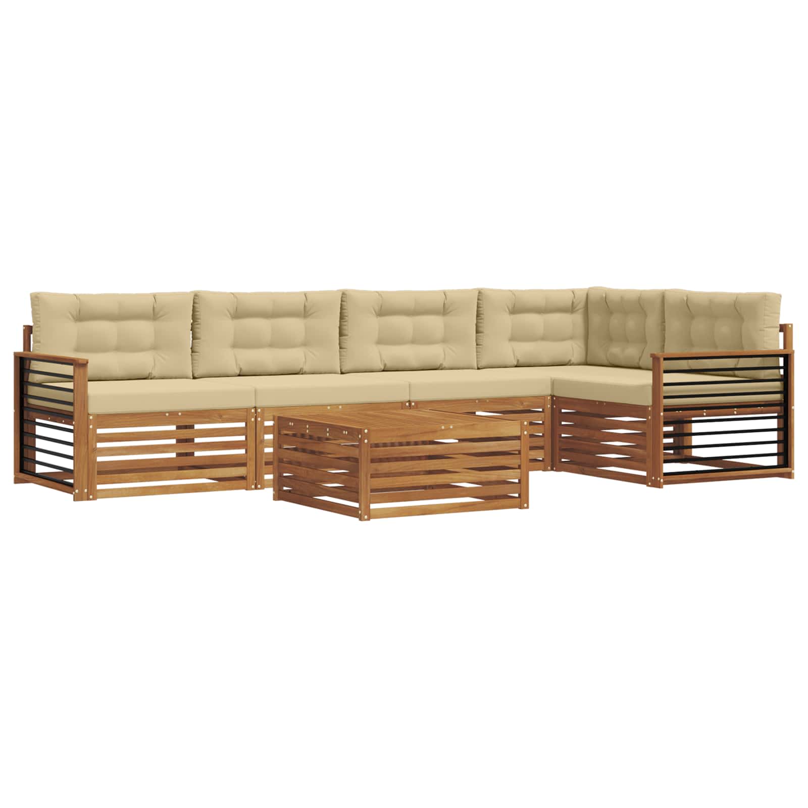 Outdoor-Sofagarnitur mit Kissen 6 pcs Natur und Beige