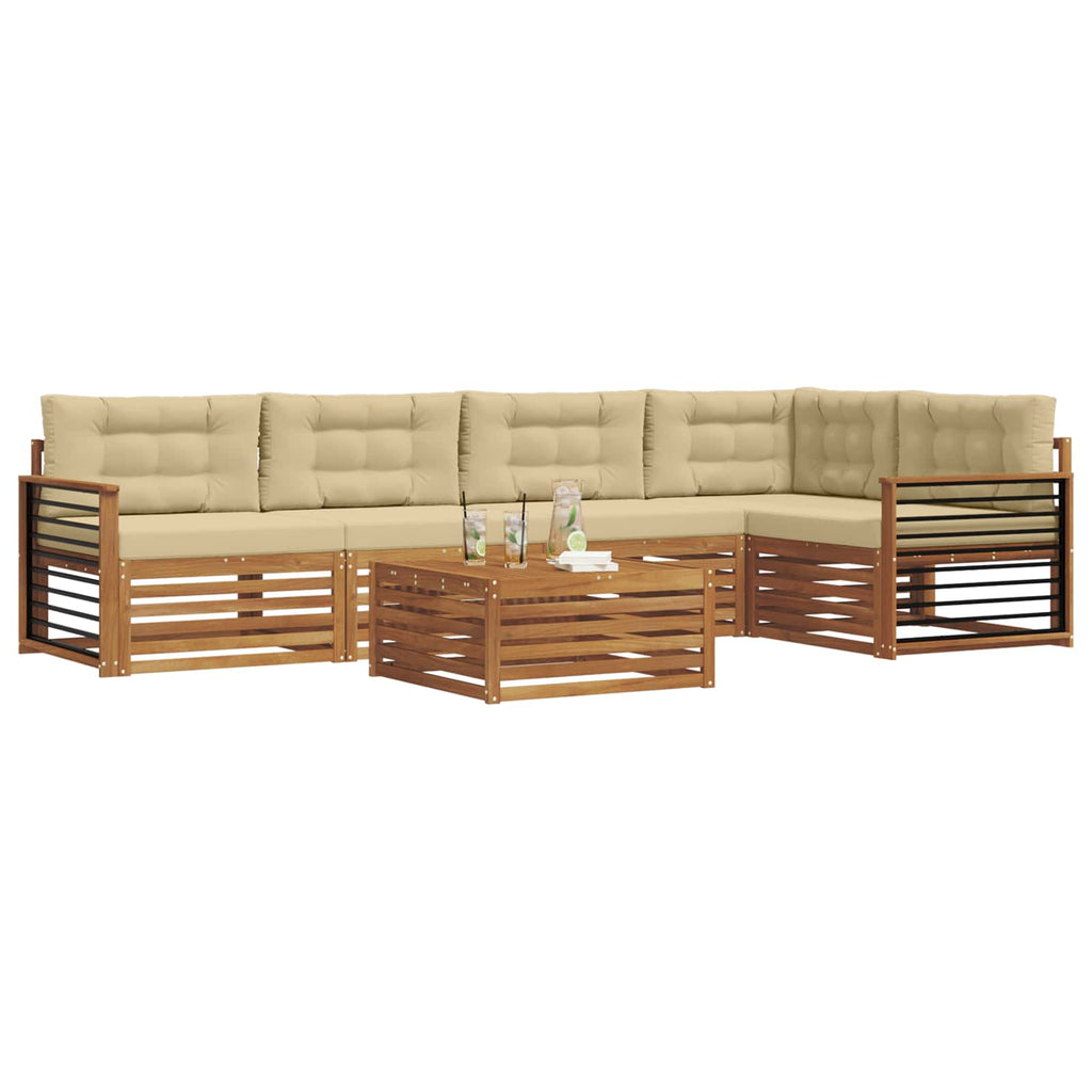 Outdoor-Sofagarnitur mit Kissen 6 pcs Natur und Beige