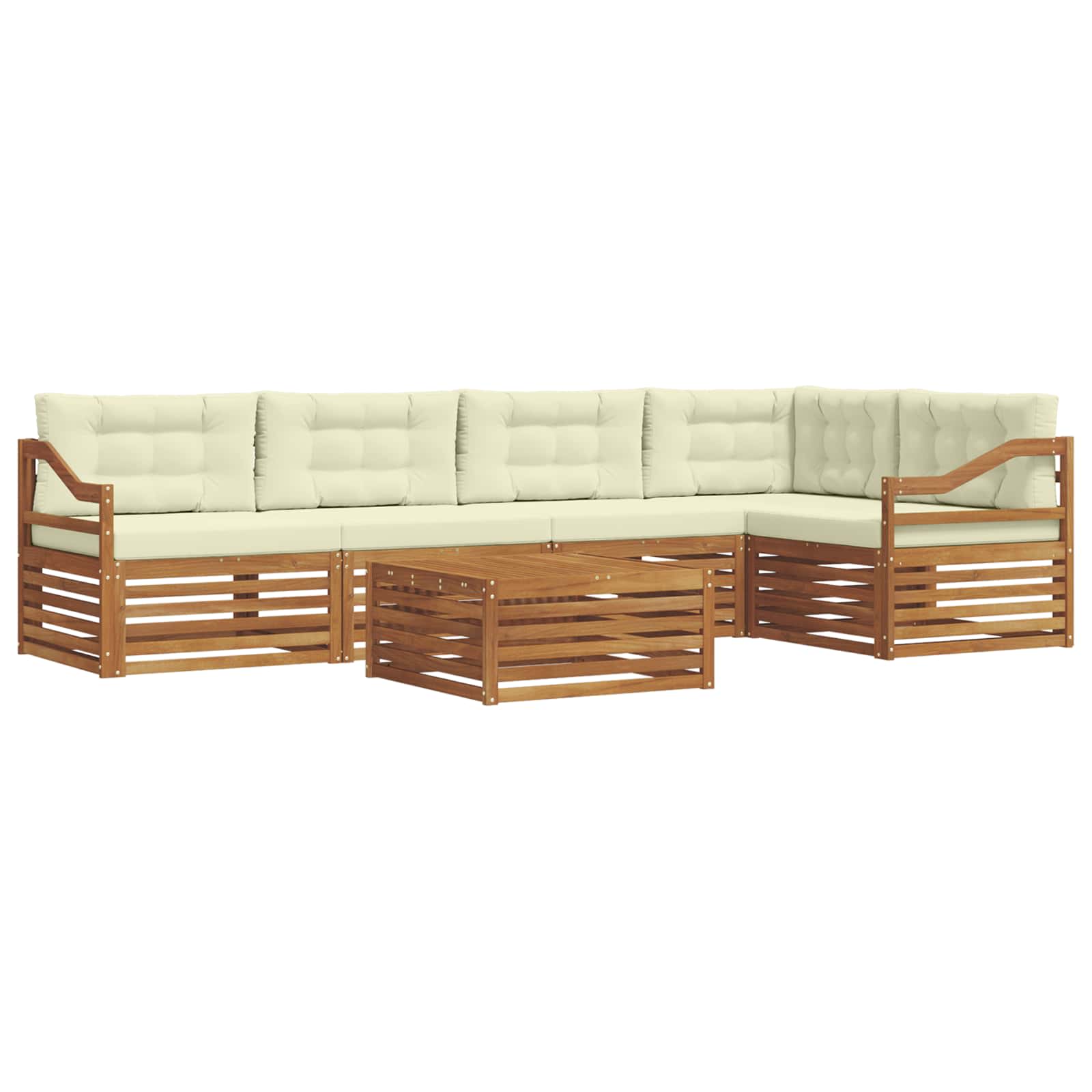 Outdoor-Sofagarnitur mit Kissen 6 pcs Natur und Creme