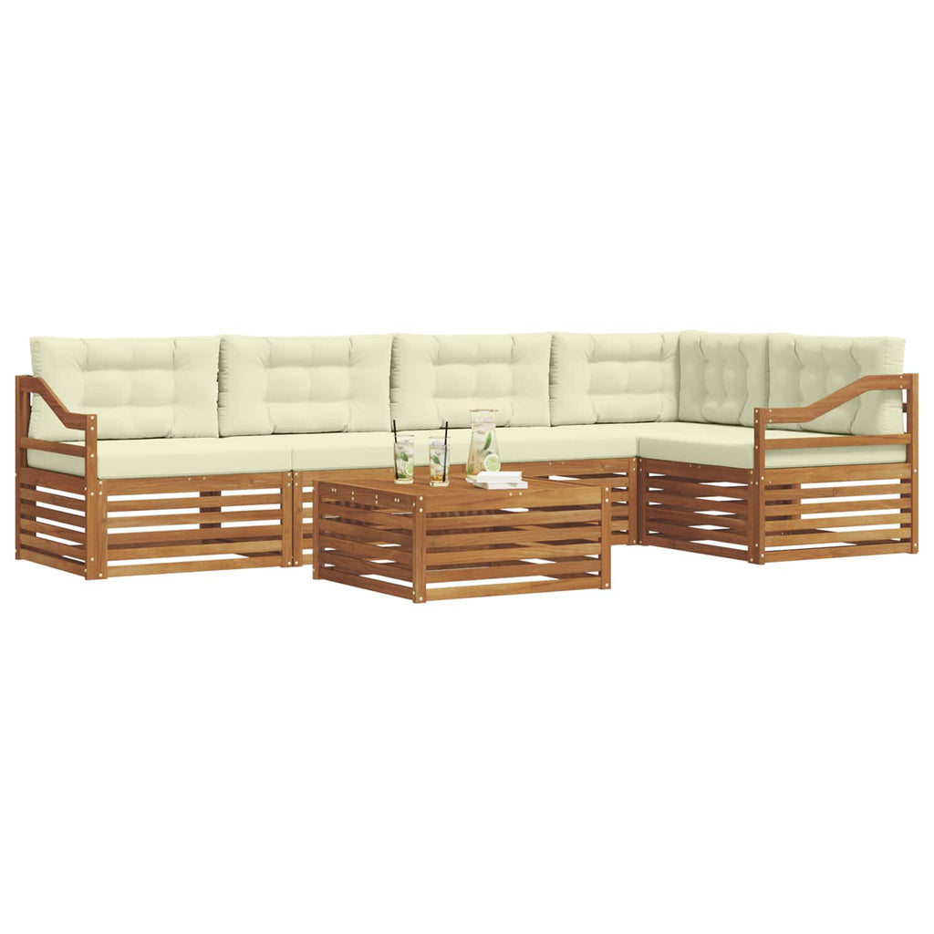 Outdoor-Sofagarnitur mit Kissen 6 pcs Natur und Creme