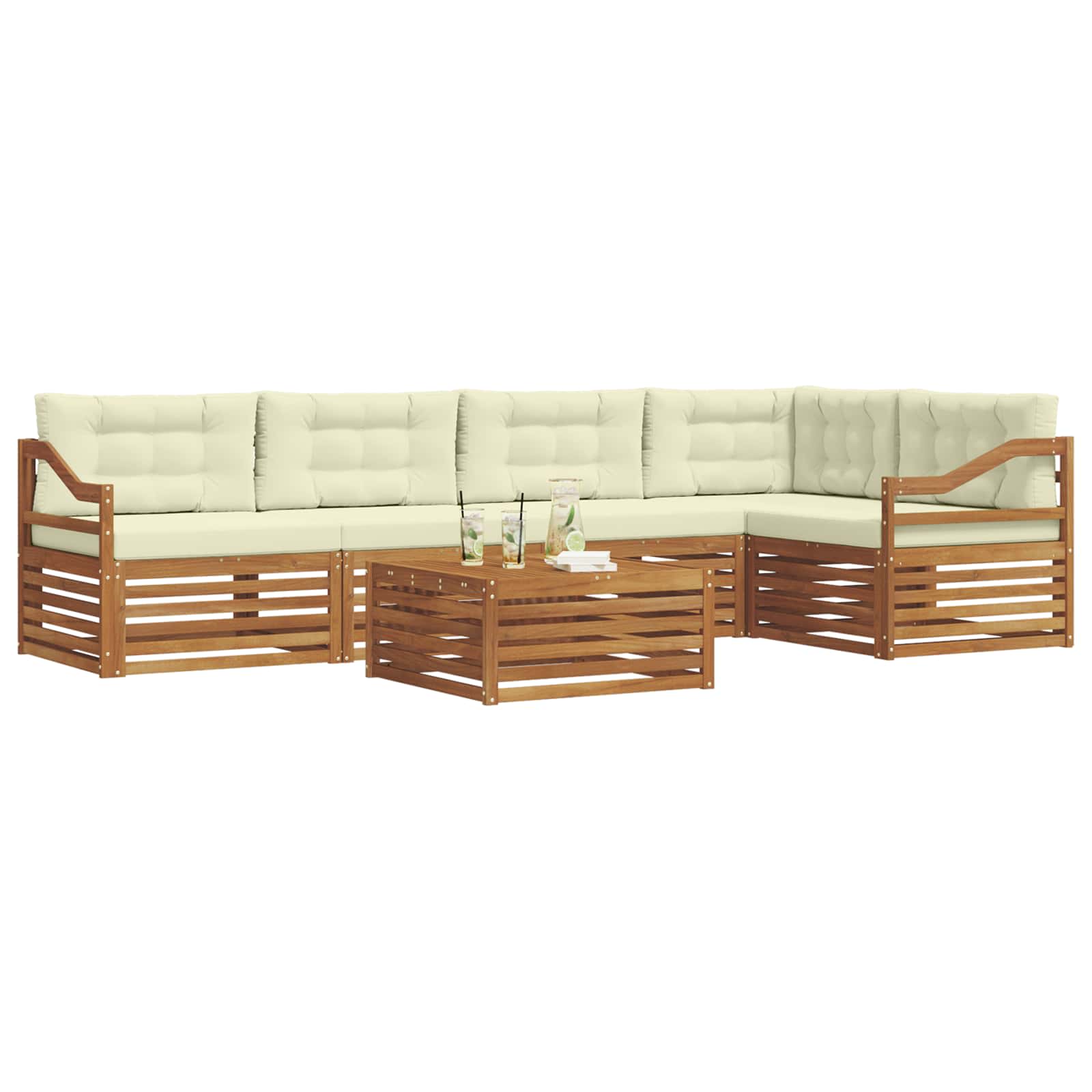 Outdoor-Sofagarnitur mit Kissen 6 pcs Natur und Creme