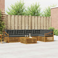 Outdoor-Sofagarnitur mit Kissen 6 pcs Natur und Anthrazit