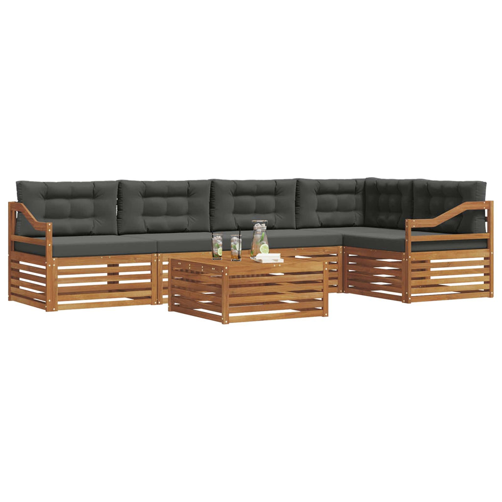 Outdoor-Sofagarnitur mit Kissen 6 pcs Natur und Anthrazit