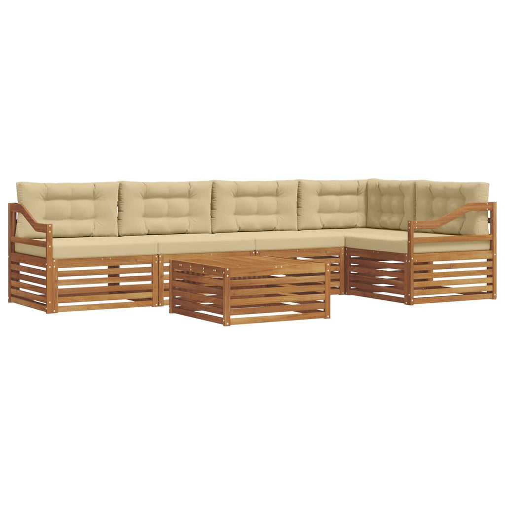 Outdoor-Sofagarnitur mit Kissen 6 pcs Natur und Beige