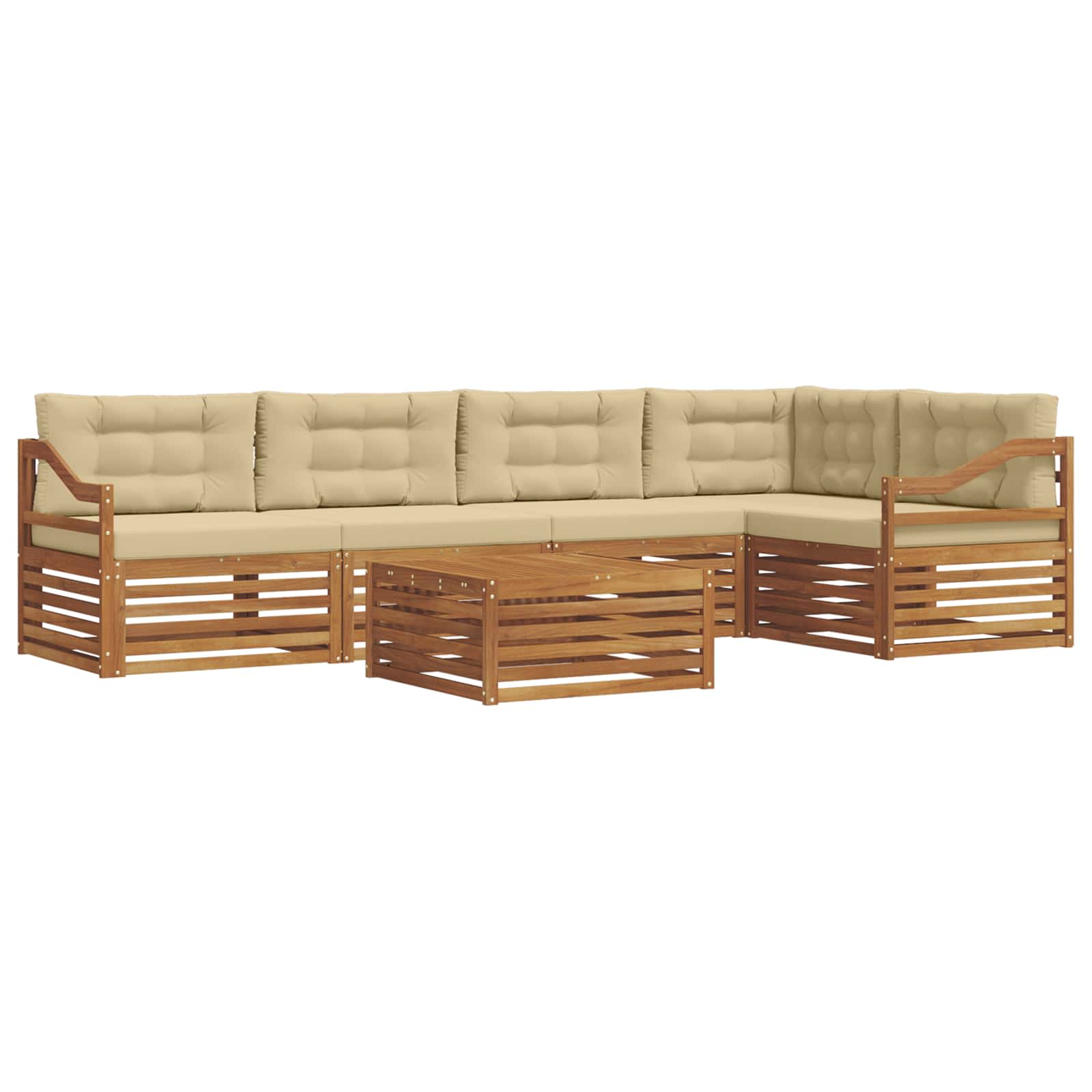 Outdoor-Sofagarnitur mit Kissen 6 pcs Natur und Beige