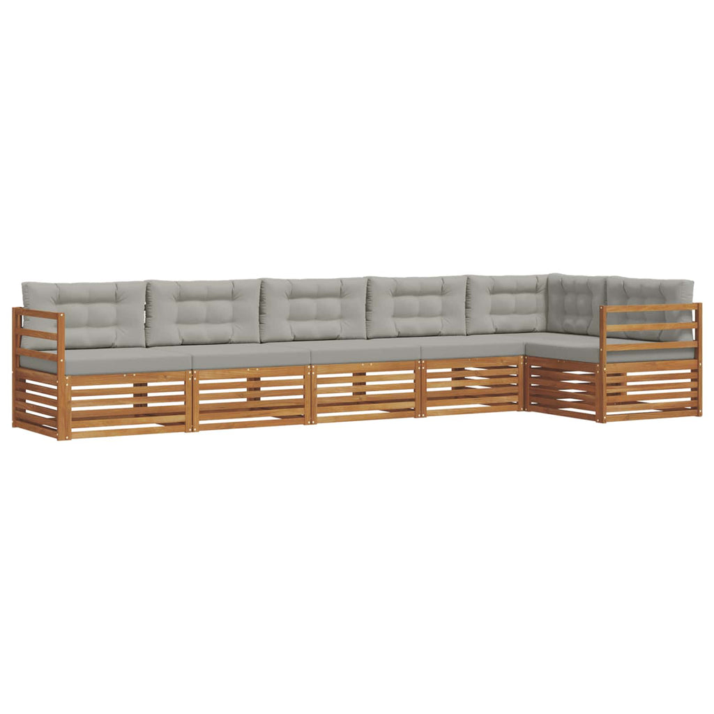 Outdoor-Sofagarnitur mit Kissen 6 pcs Natürlich und Hellgrau