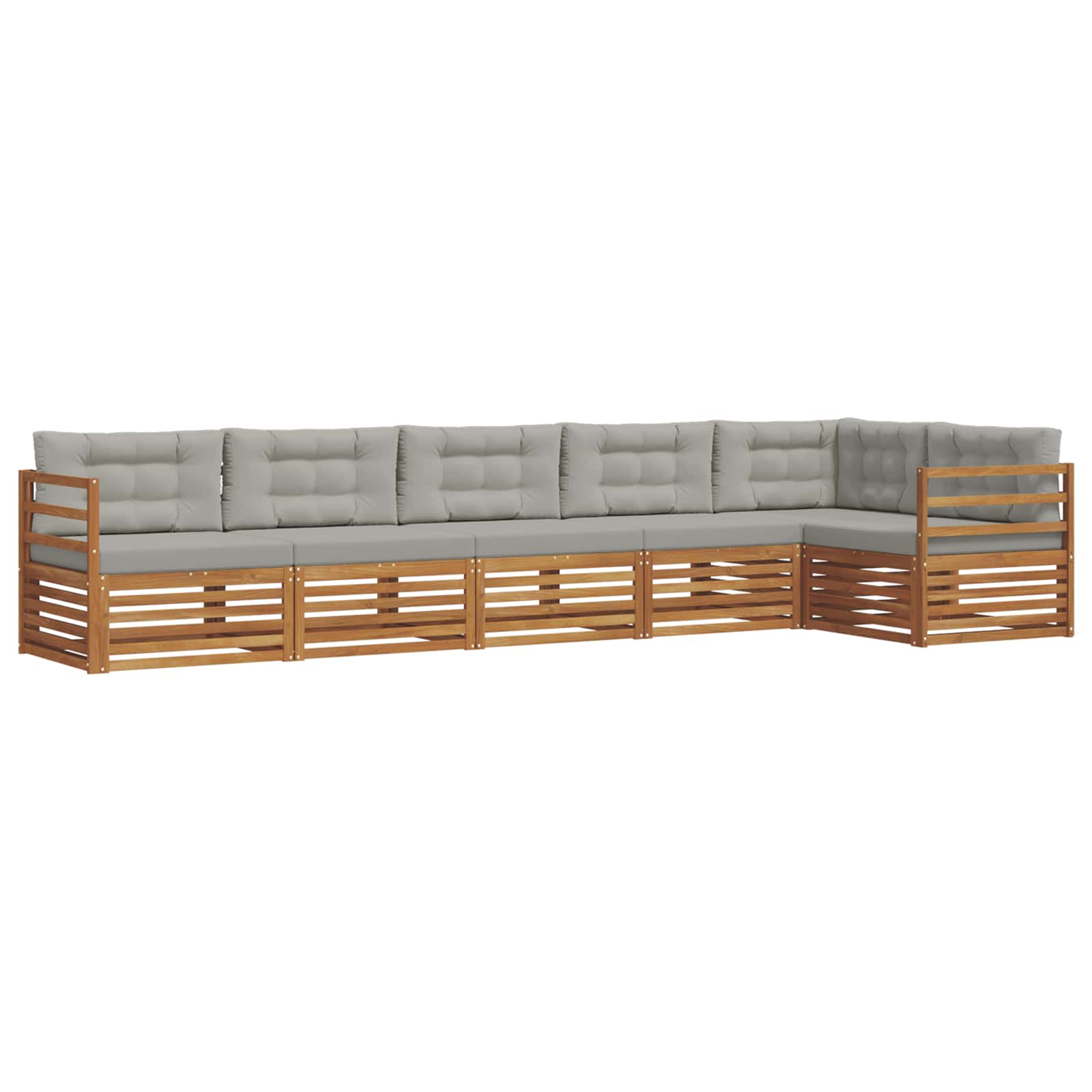 Outdoor-Sofagarnitur mit Kissen 6 pcs Natürlich und Hellgrau