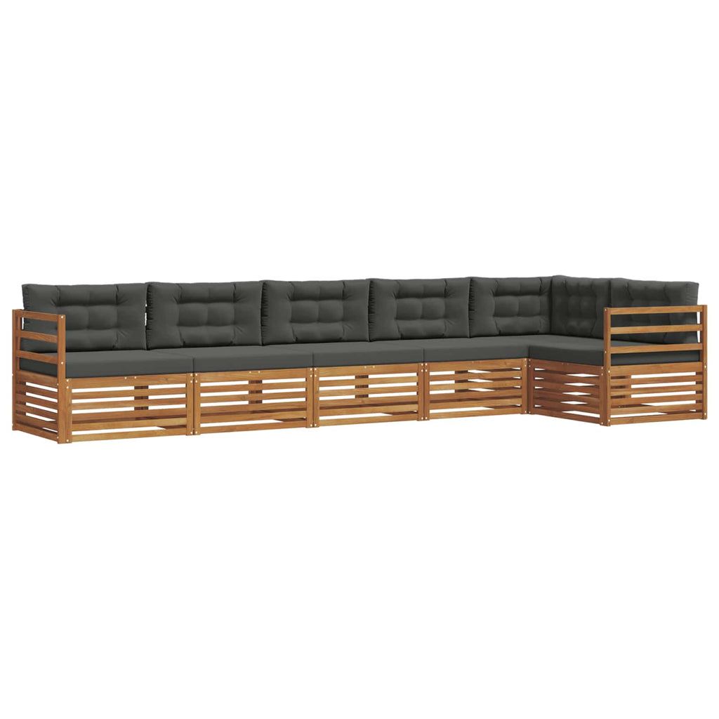 Outdoor-Sofagarnitur mit Kissen 6 pcs Natur und Anthrazit