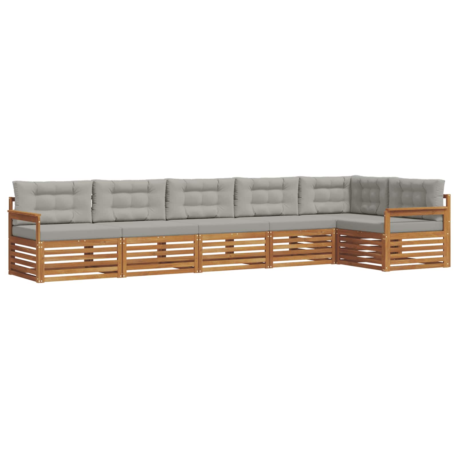 Outdoor-Sofagarnitur mit Kissen 6 pcs Natürlich und Hellgrau