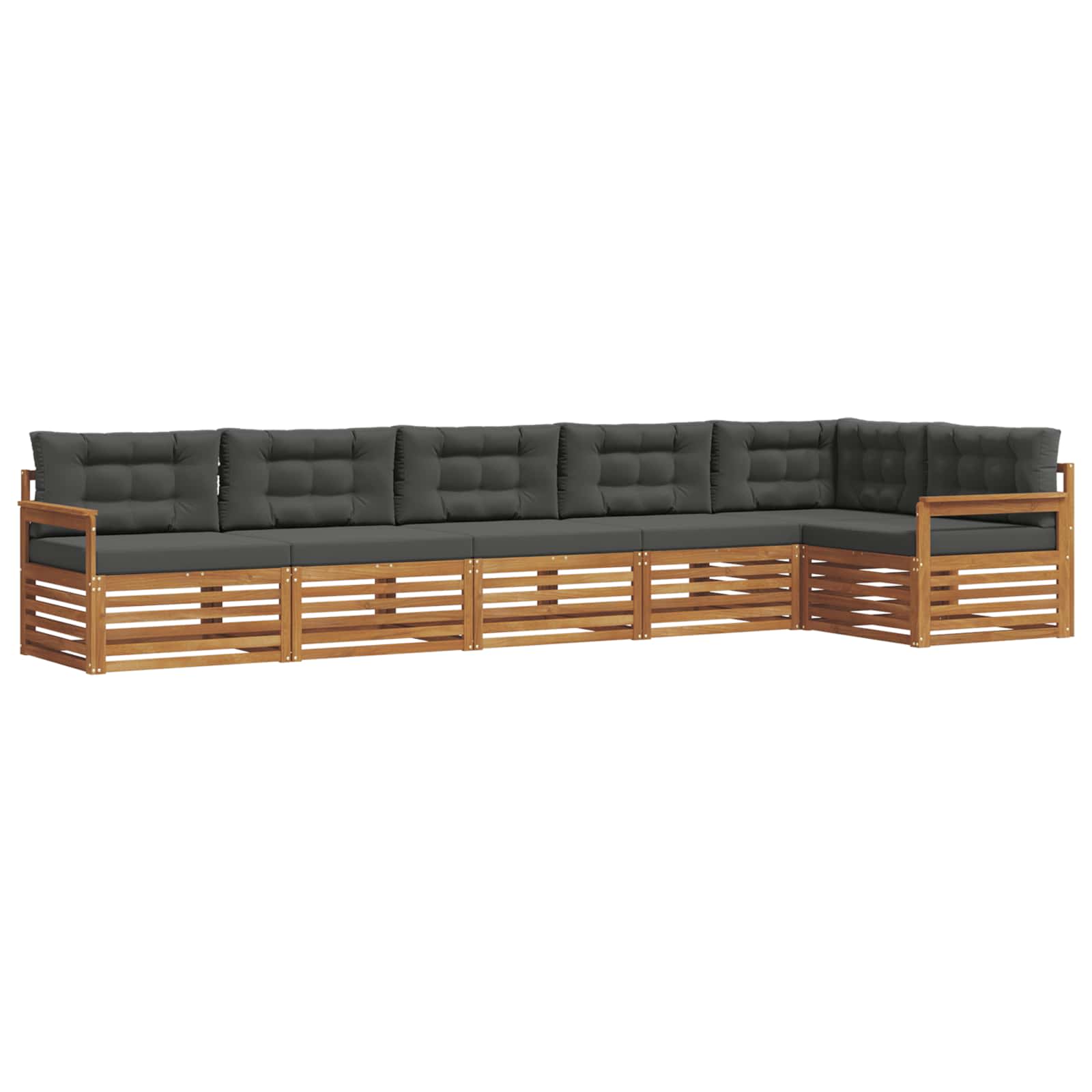 Outdoor-Sofagarnitur mit Kissen 6 pcs Natur und Anthrazit