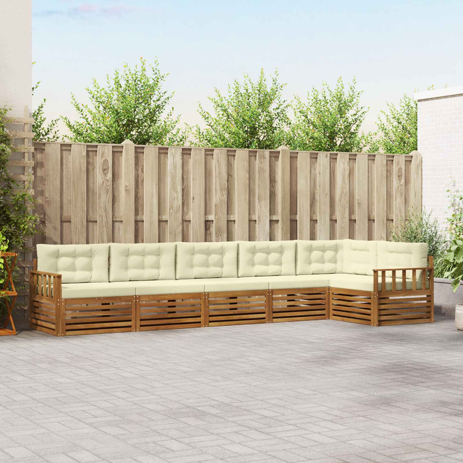 Outdoor-Sofagarnitur mit Kissen 6 pcs Natur und Creme