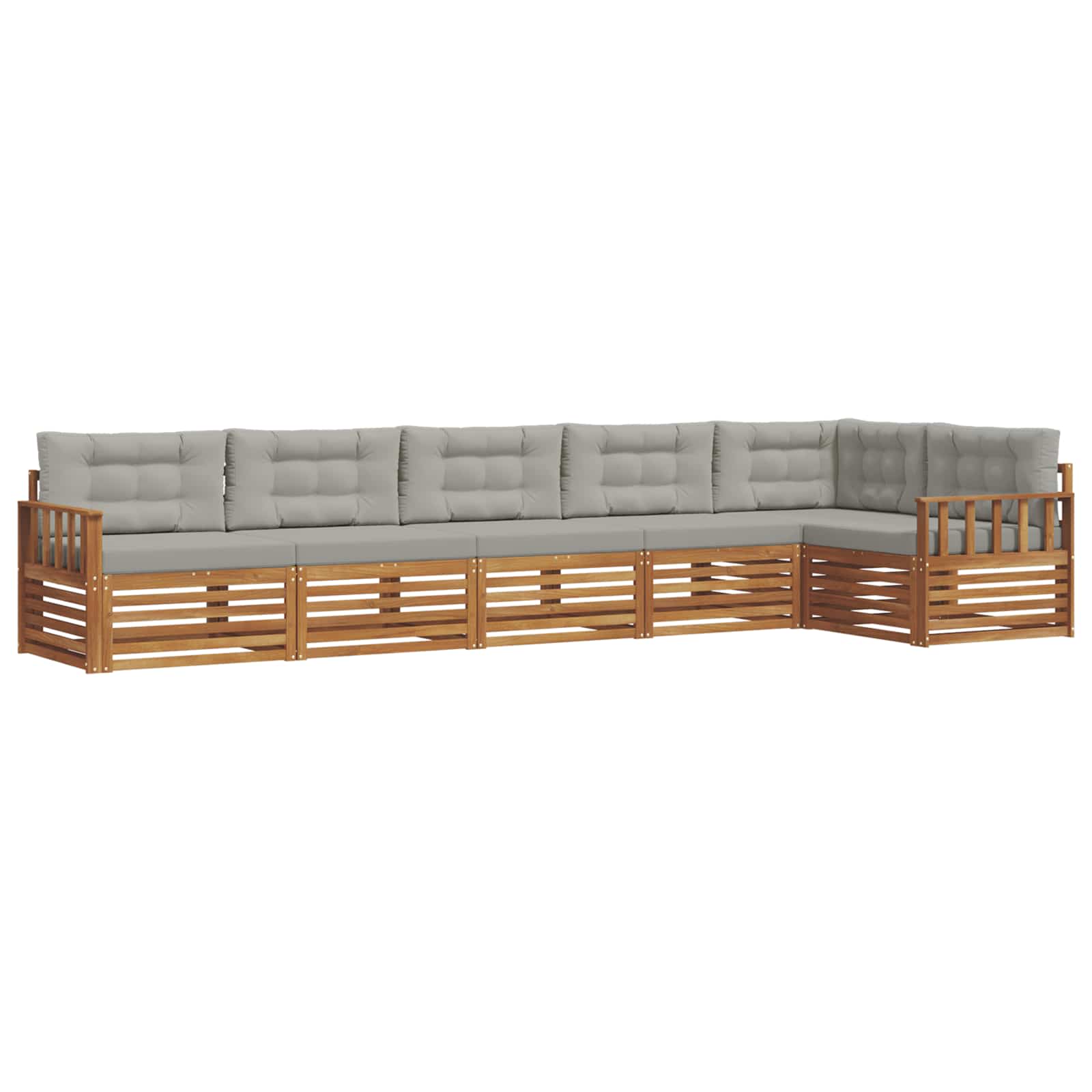 Outdoor-Sofagarnitur mit Kissen 6 pcs Natürlich und Hellgrau