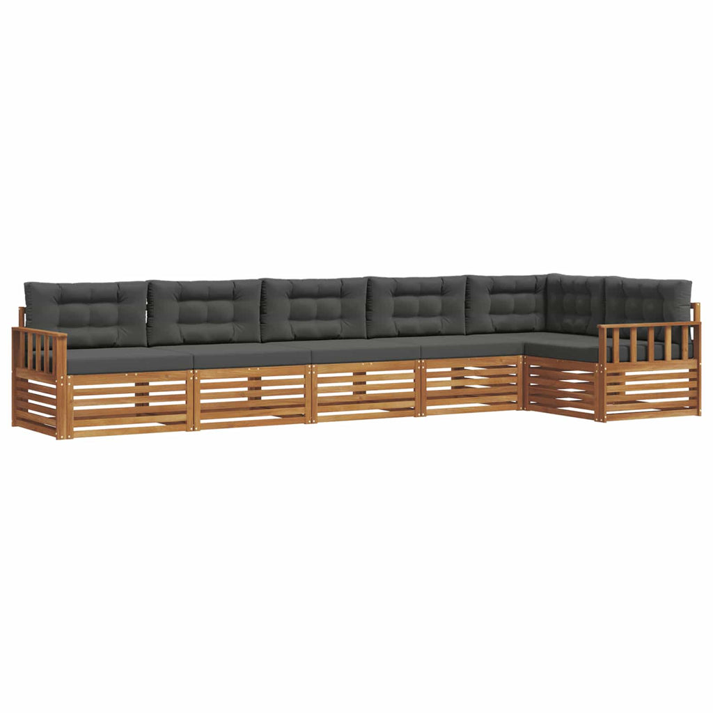 Outdoor-Sofagarnitur mit Kissen 6 pcs Natur und Anthrazit