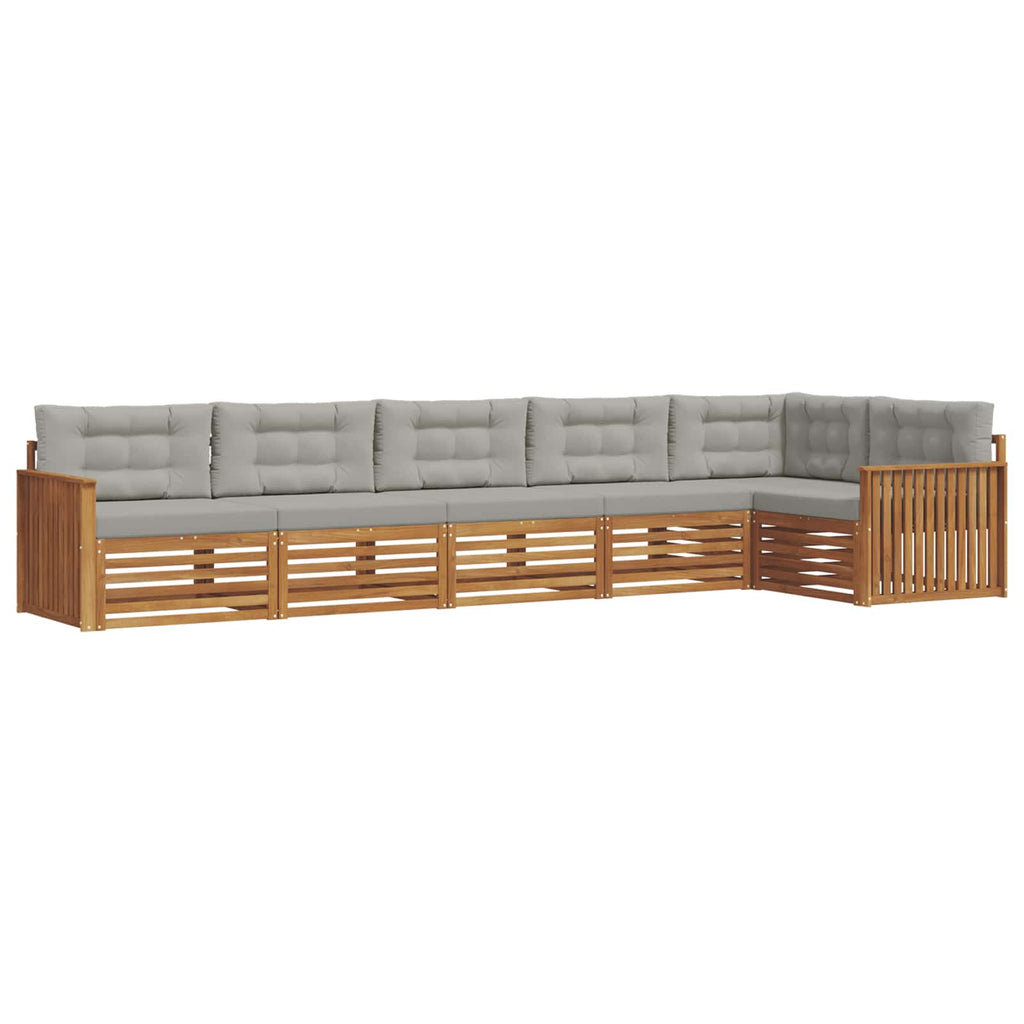 Outdoor-Sofagarnitur mit Kissen 6 pcs Natürlich und Hellgrau