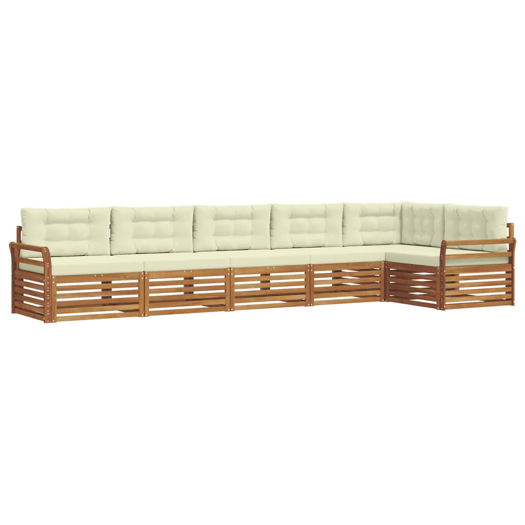 Outdoor-Sofagarnitur mit Kissen 6 pcs Natur und Creme