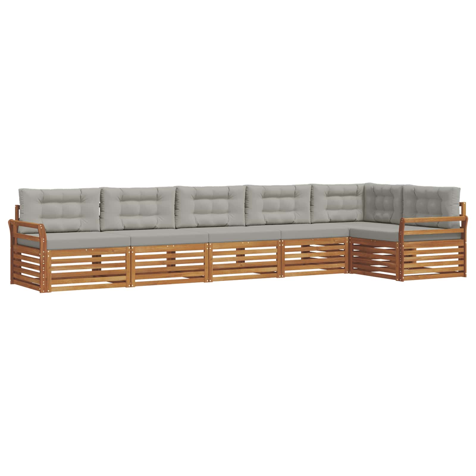 Outdoor-Sofagarnitur mit Kissen 6 pcs Natürlich und Hellgrau