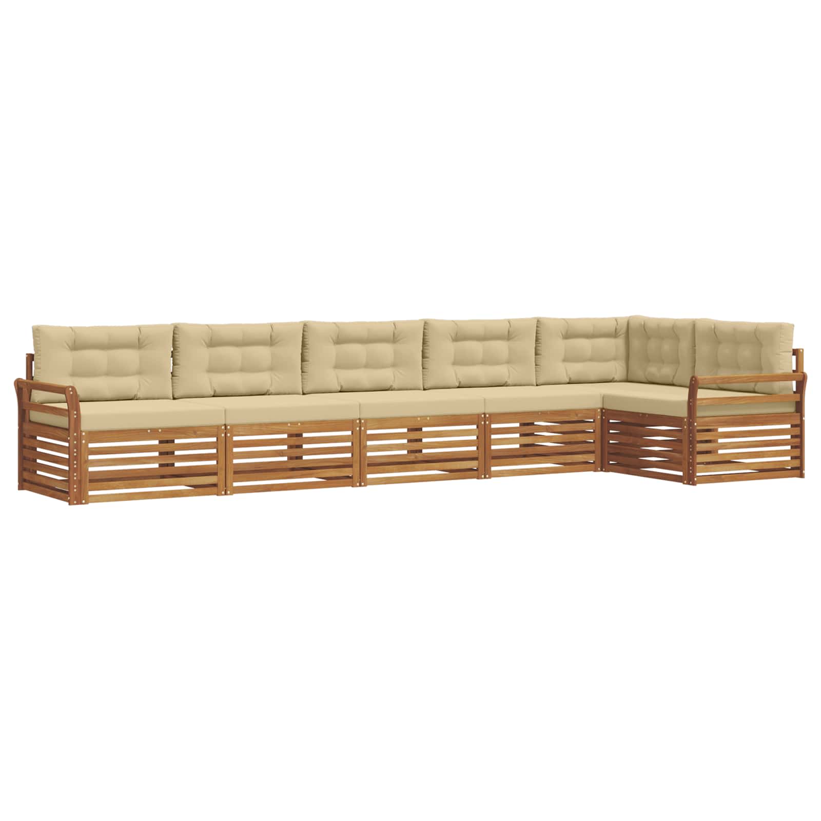 Outdoor-Sofagarnitur mit Kissen 6 pcs Natur und Beige