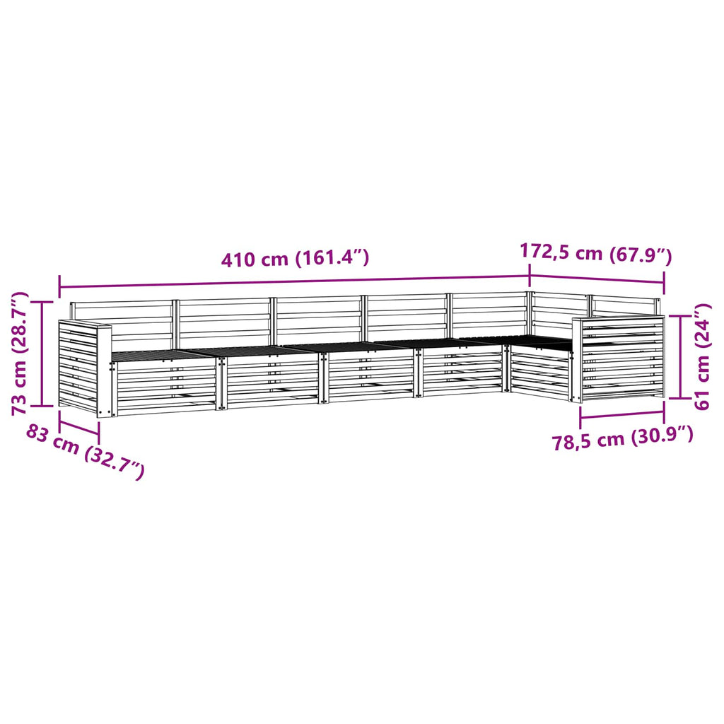 Outdoor-Sofagarnitur 6 pcs Natur Massivholz Akazie