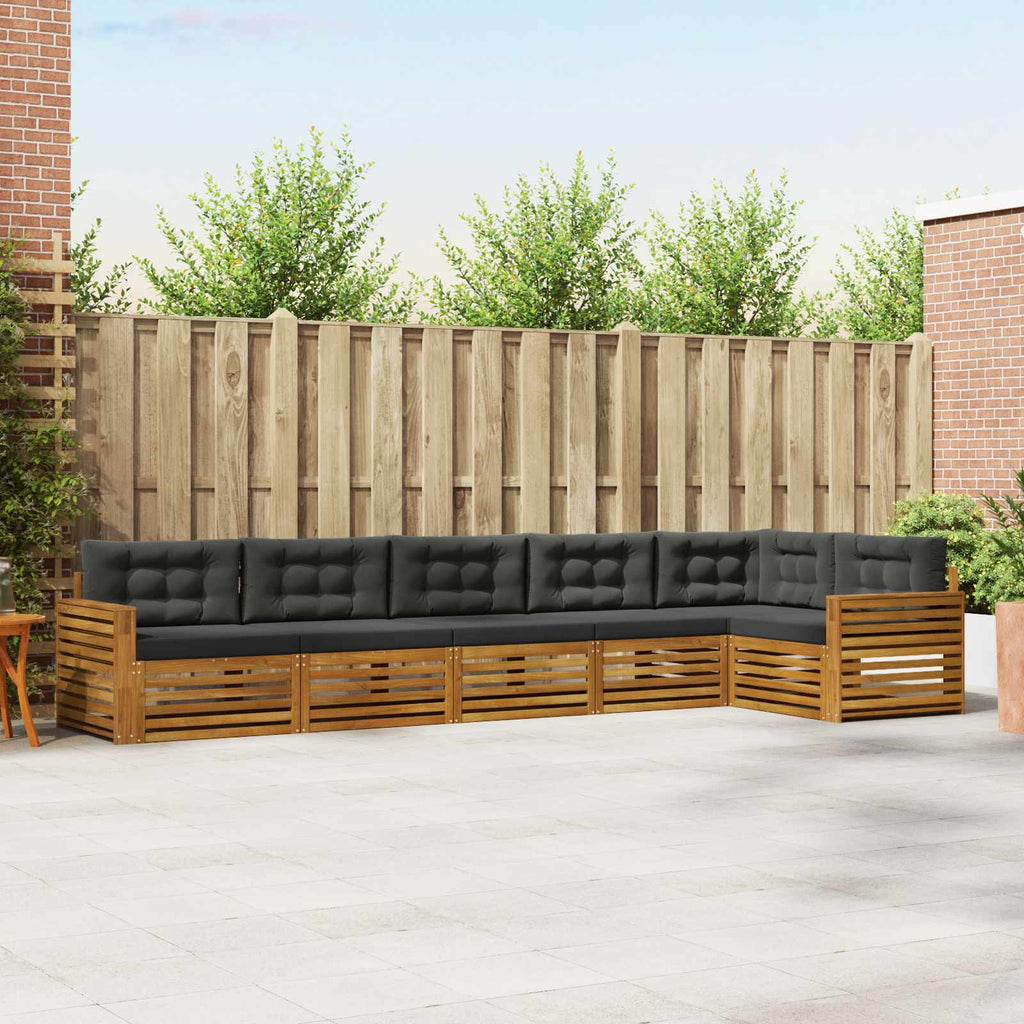 Outdoor-Sofagarnitur mit Kissen 6 pcs Natur und Anthrazit