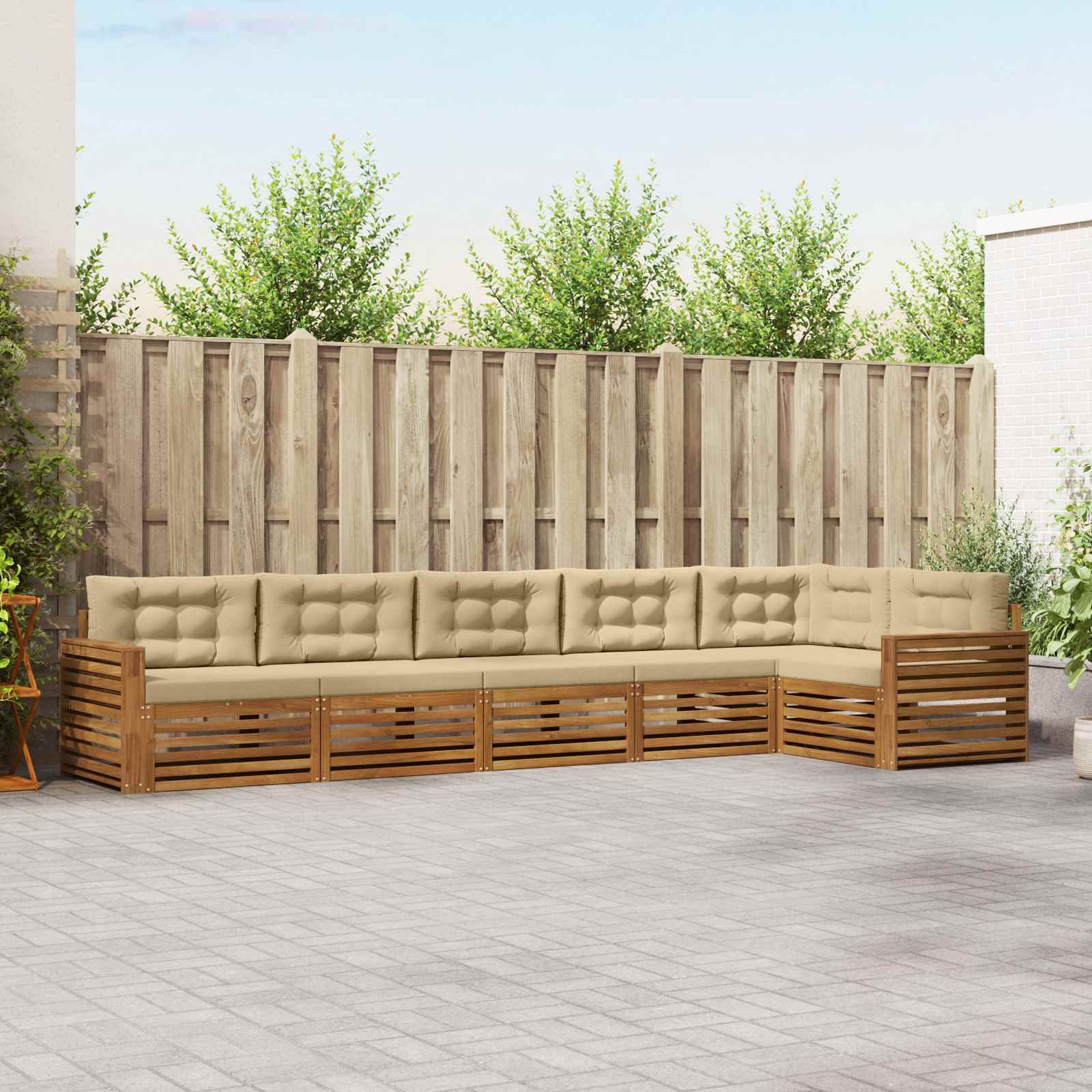 Outdoor-Sofagarnitur mit Kissen 6 pcs Natur und Beige